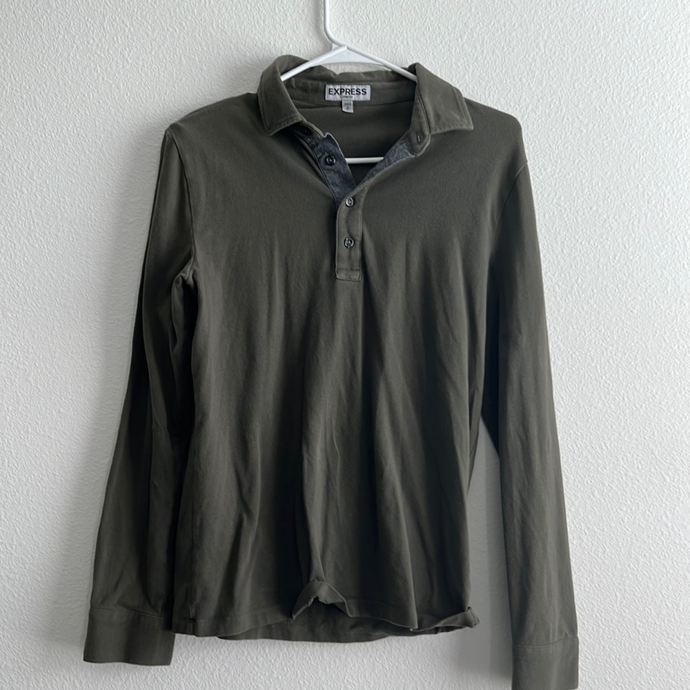 Express army green long sleeve mens